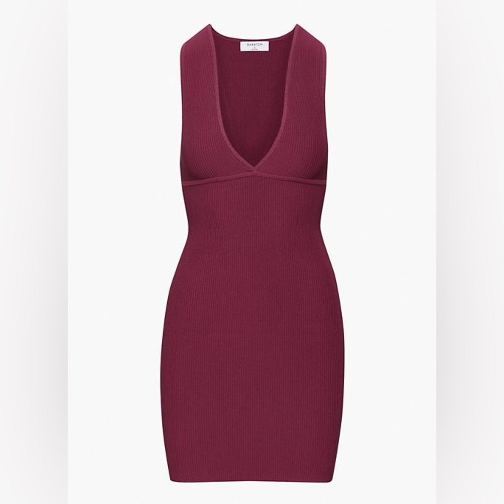 Aritzia Babaton sculpt knit deep v dress grapevine S